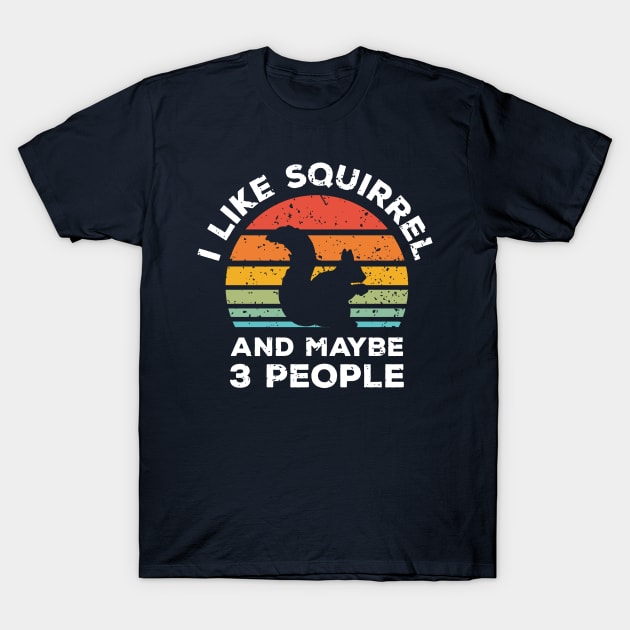 I Like Squirrel and Maybe 3 People, Retro Vintage Sunset with Style Old Grainy Grunge Texture T-Shirt by Ardhsells